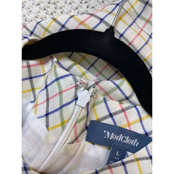 Modcloth Up With The Fun Plaid  Sleeveless Shift Dress‎ Women Large Pinup Retro - Picture 13 of 16